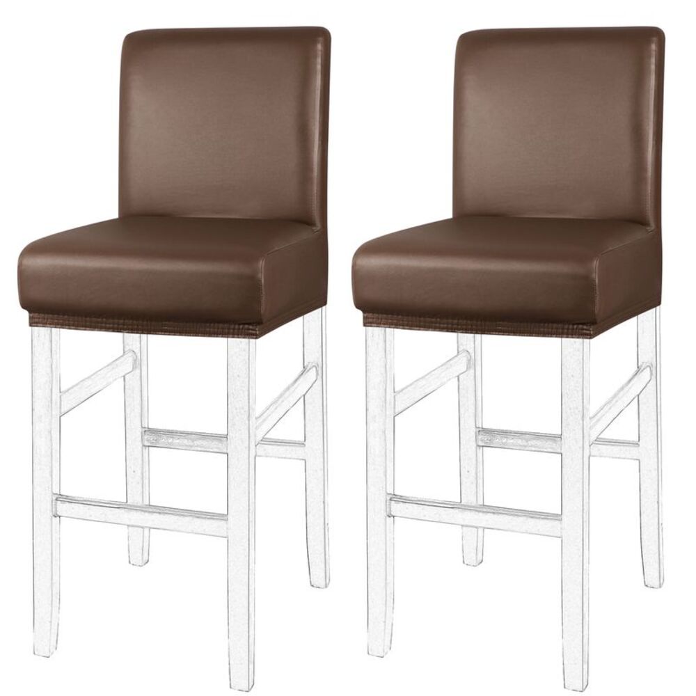 Waterproof Bar Stool Covers Counter Short Back Chair 2pcs Coffee Color